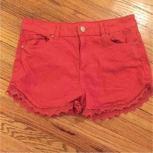 Orange shorts with lace